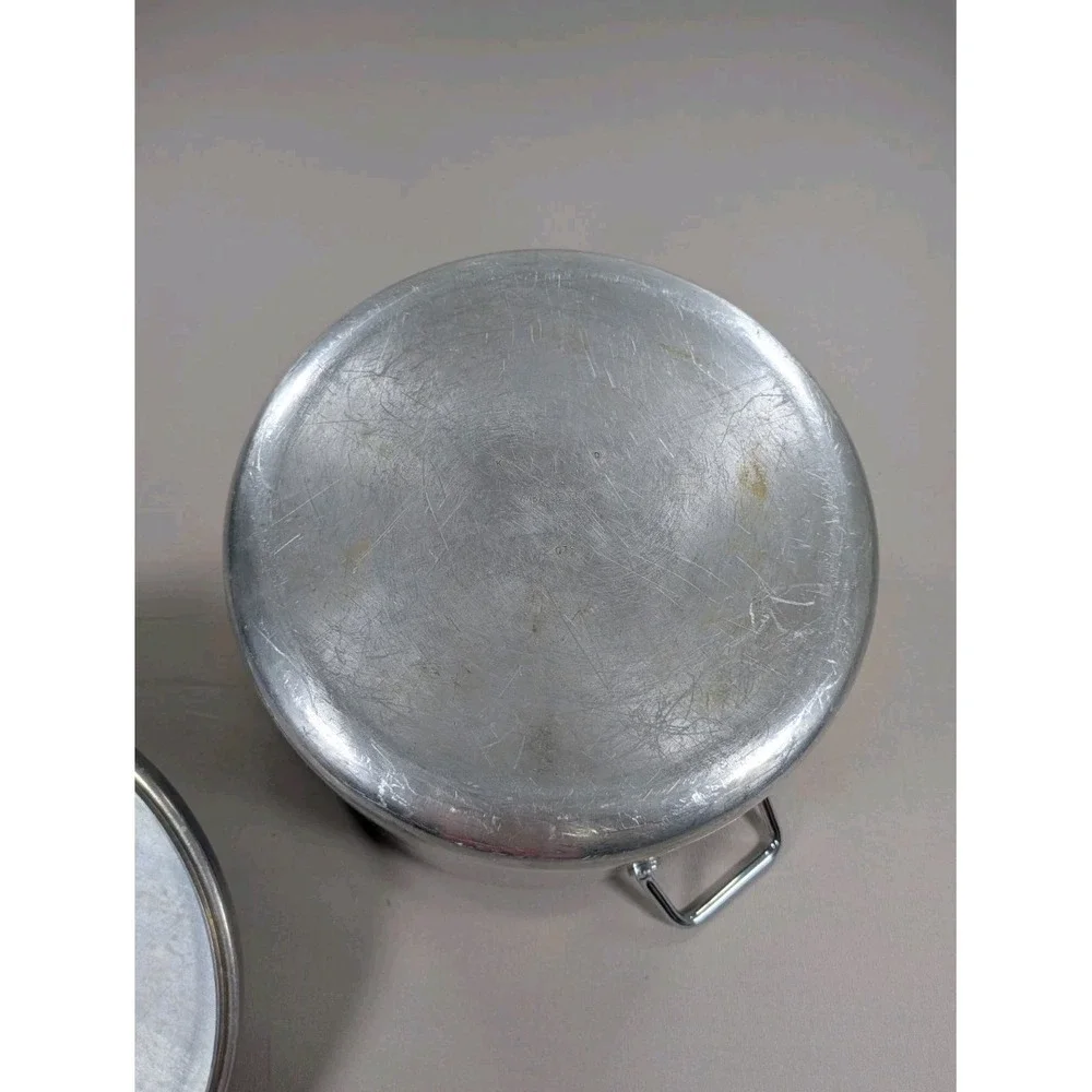 Wear-Ever Aluminum Stock Pot 12 Qt Vintage USA Nonstick Chrome Handle Lid